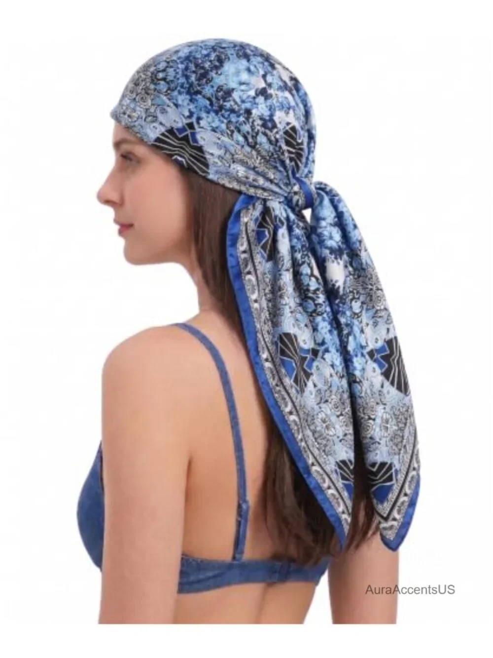 35x35 inch silk like satin scarf, large square headwrap, versatile hair and